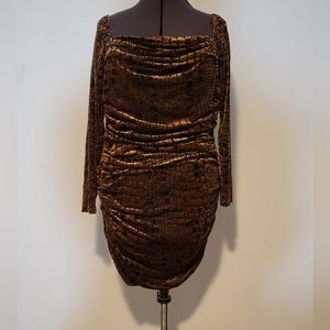 Textured Velour, Leith, LARGE bronze dress